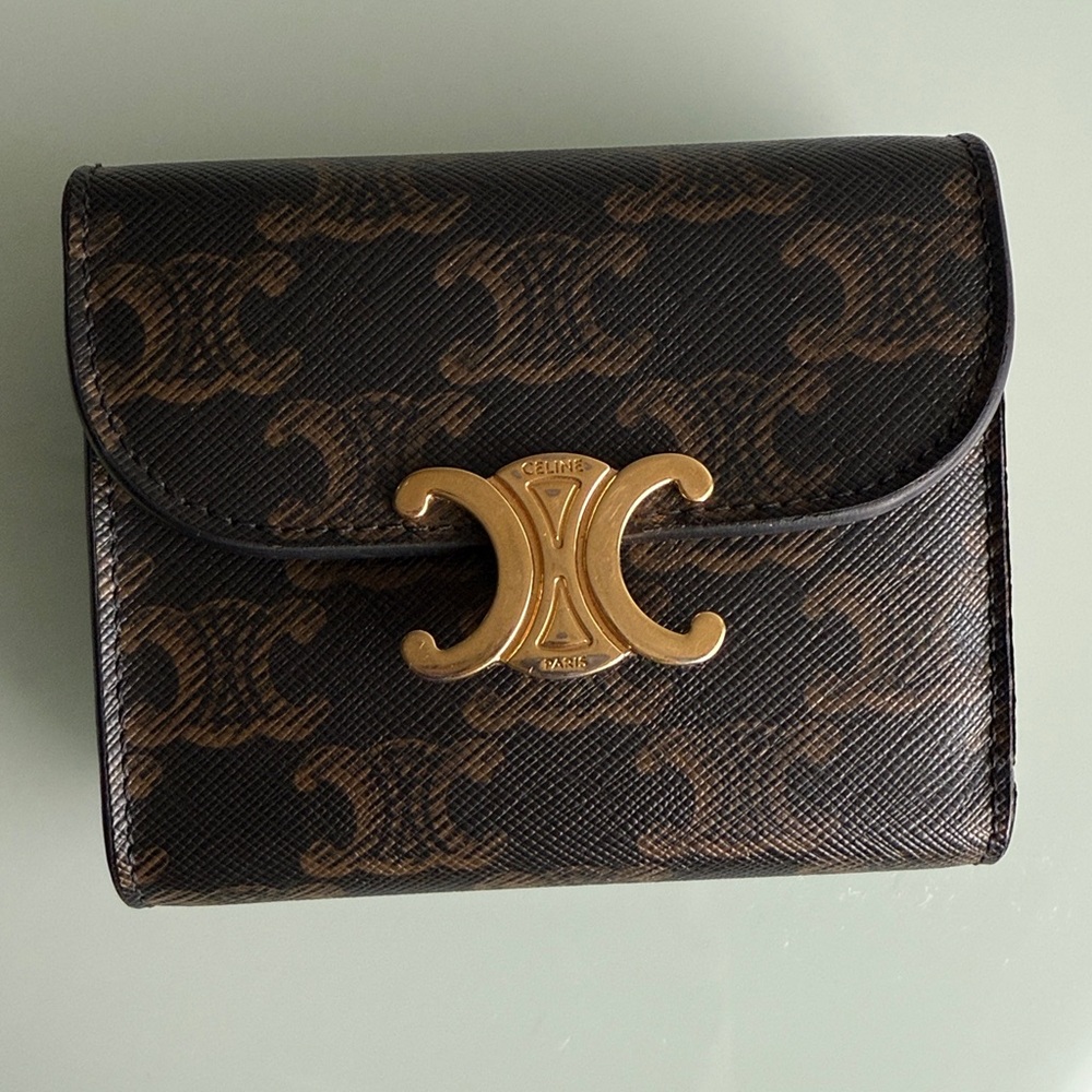 Celine Small Flap Wallet – Triomphe Canvas (Tan)